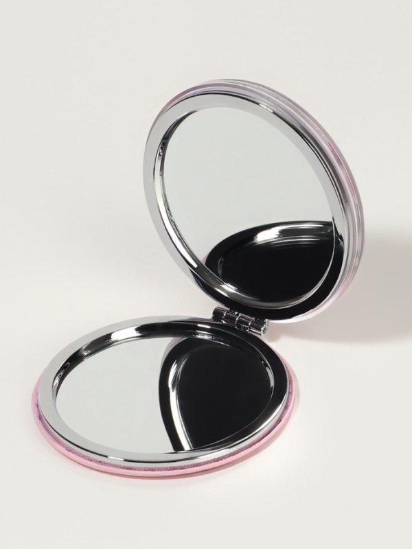 Зеркало складное &laquo;Цветы&raquo;, d = 7,2 см, с увеличением, цвет розовый