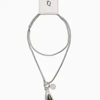 Кулон на цепочке "Стиль" капля, цвет серый в серебре