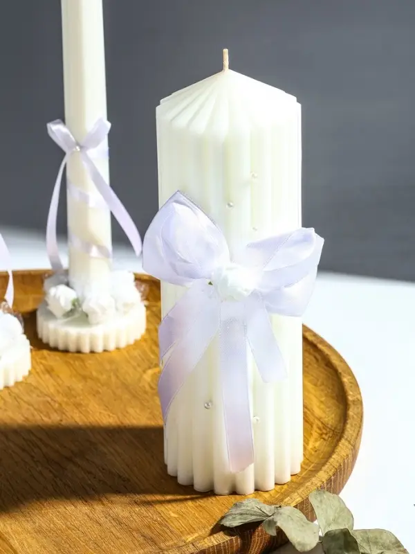 Свечи свадебные "Большая любовь" набор 3 шт (20,5 см + 2 шт по 22 см), белый