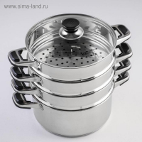 Мантоварка &laquo;Алтын&raquo;, 13,7 л, d=24 см, 3 секции, капсульное дно, стеклянная крышка, индукция