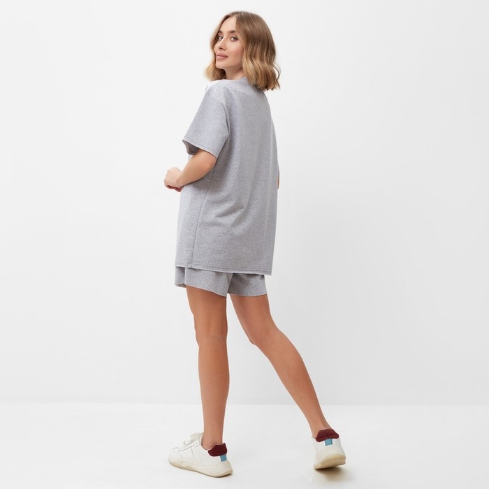 Комплект (футболка, шорты) женский MINAKU: Casual Collection цвет светло-серый, р-р 46 Комплект (футболка, шорты) женский MINAKU: Casual Collection цвет светло-серый, р-р 46