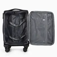 Чемодан 20",Текст,36*25*58,отд на молнии,1 нар/карм, увелич,код замок,4 колеса, черный