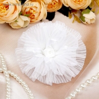 Резинка для волос бант "Школьница" полосатик роза, d-9 см, белый Резинка для волос бант "Школьница" полосатик роза, d-9 см, белый