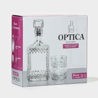 Набор штоф &laquo;Оптика&raquo;, 500 мл, стакан &laquo;Крист&raquo;, 350 мл, 4 шт, МИКС