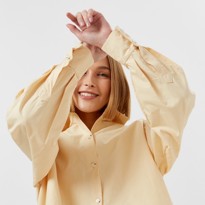 Костюм женский (рубашка, шорты) MINAKU: Oversize цвет бежевый, размер 44 Костюм женский (рубашка, шорты) MINAKU: Oversize цвет бежевый, размер 44