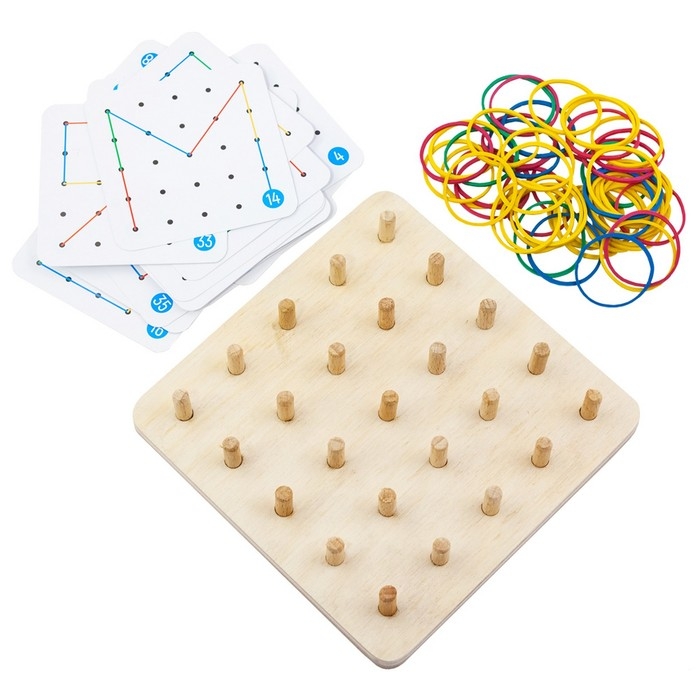 Геоборд основание, инструкция, 20 двусторонних карточек, 50 резинок, 14 &times; 14 &times; 2.5 см