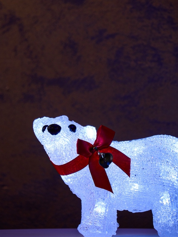 Светодиодная фигура &laquo;Мишка&raquo; 12 &times; 17 см, акрил, 20 LED, батарейки ААх2 (не в комплекте), свечение белое