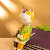 Сувенир дерево "Кошка сидящая" цв. жёлтый, 10х10х28 см