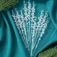 Украшение ёлочное &laquo;Сосулька люкс&raquo; (набор 10 шт) морозец, 14х1,5 см, прозрачный