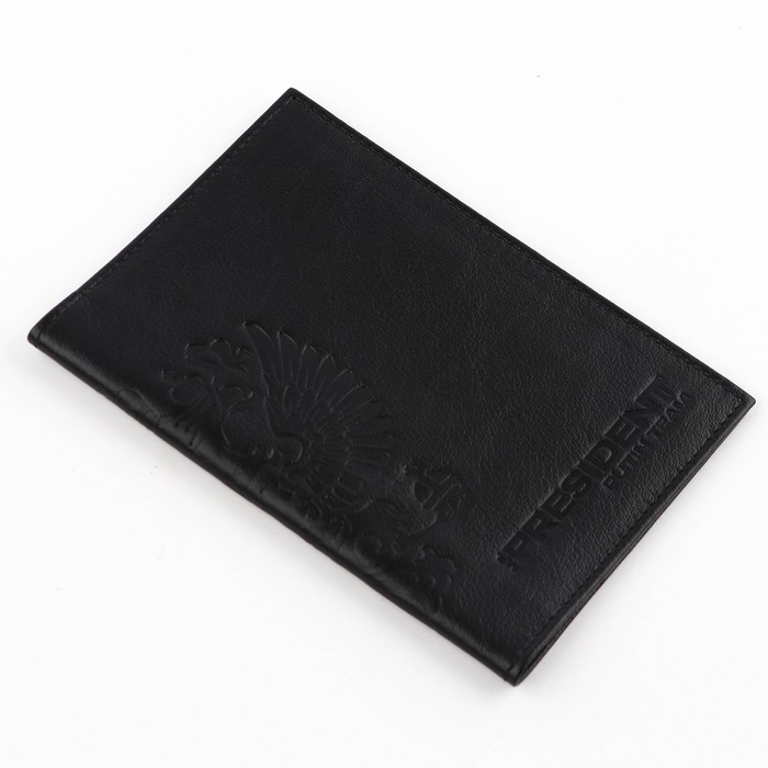 Обложка для паспорта 5131 Russia, цвет чёрный, натуральная кожа Обложка для паспорта 5131 Russia, цвет чёрный, натуральная кожа