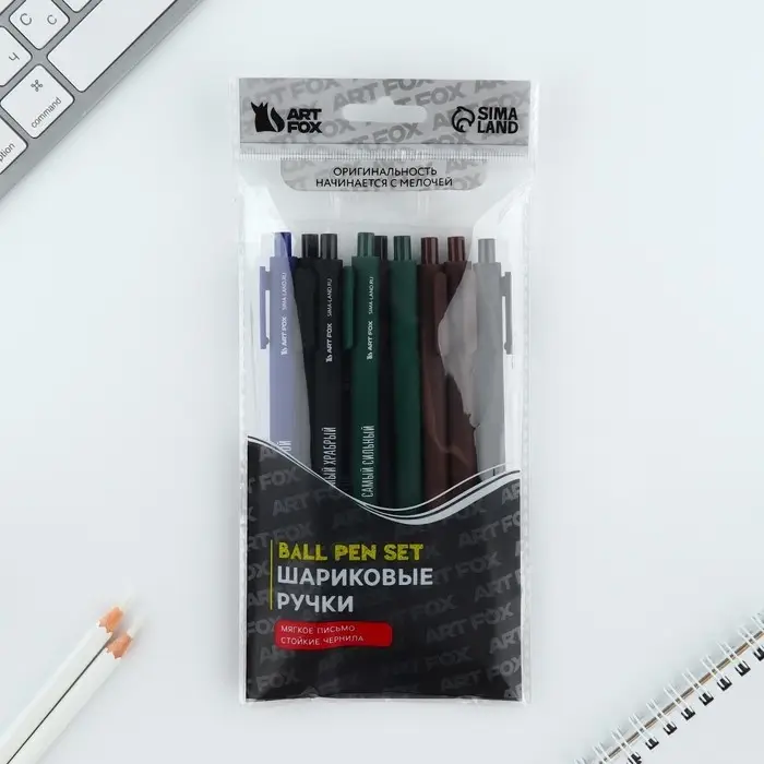 Ручка прикол шариковая синяя паста автоматическая 0,7 мм МИКС надписей &laquo;Самый сильный&raquo;