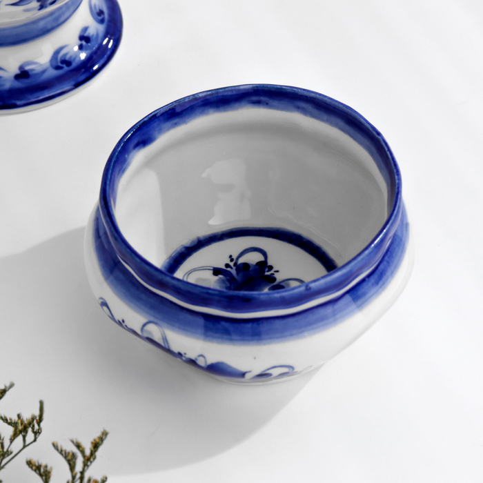 Миска-бульонница, гжель, фарфор, автор Окулова, 6х11 см