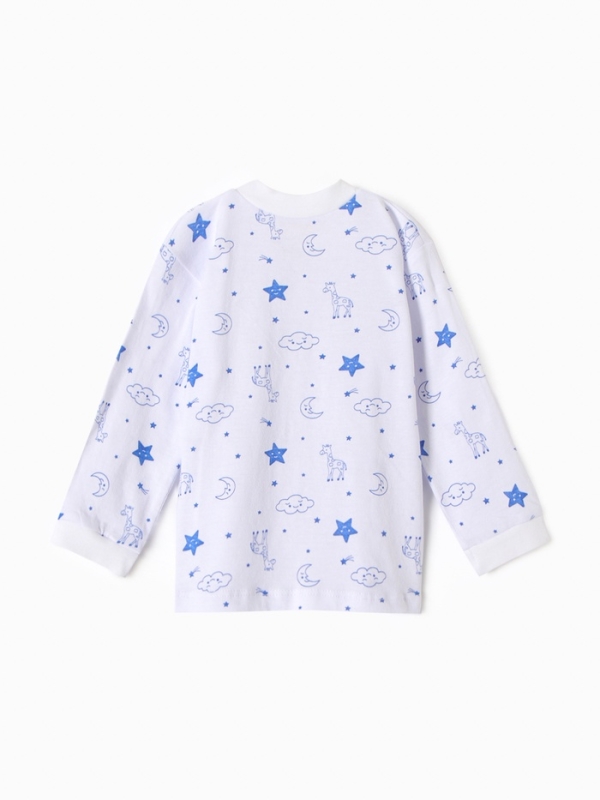 Фуфайка (кофточка) детская "Жирафы", цвет белый/синий, рост 80