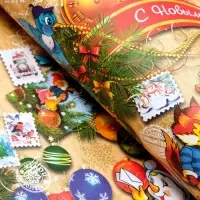 Бумага упаковочная глянцевая двусторонняя &laquo;Письмо Деду Морозу&raquo;, 70&times;100 см