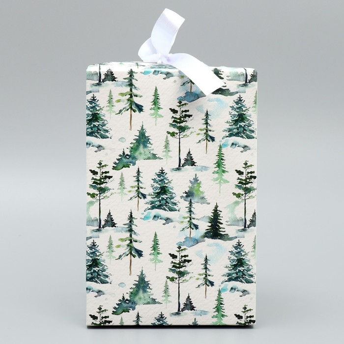 Коробка подарочная новогодняя складная &laquo;С Новым годом!&raquo;, лес, 12 х 18 х 12 см, Новый год