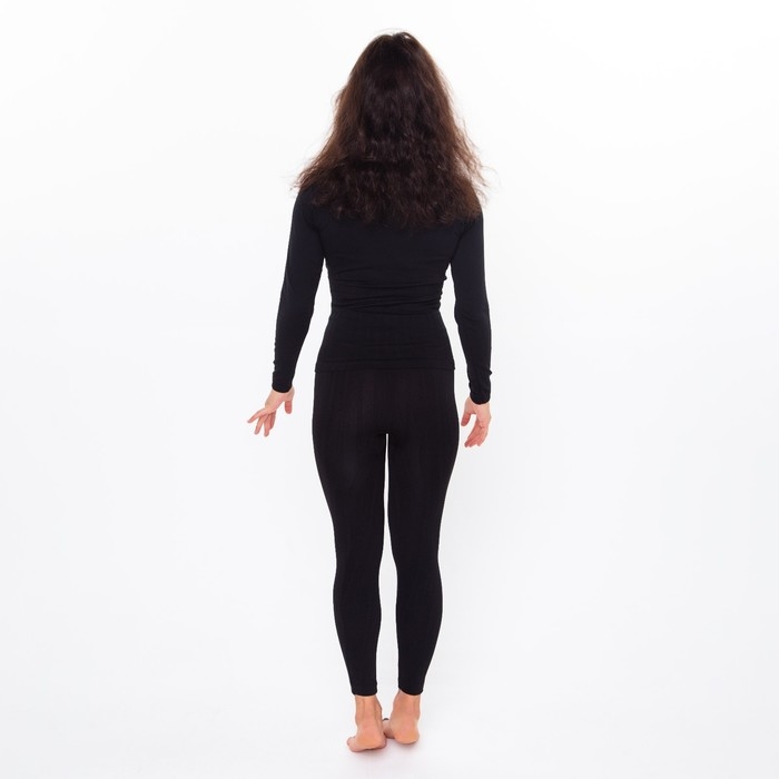 Термобельё женское (лонгслив, леггинсы), цвет чёрный, размер 50-52 (L)