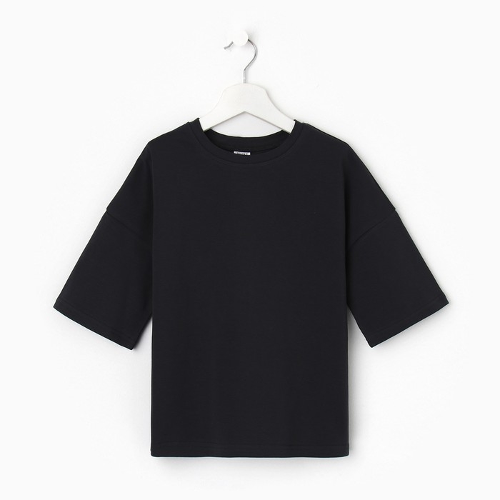 Футболка детская MINAKU:Basic line kids цвет графитовый, рост 128