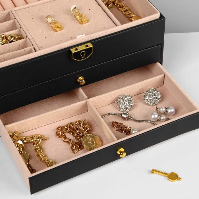 Подставка для украшений Queen fair &laquo;Шкатулка&raquo; 3 яруса, 23&times;17&times;13 см, цвет чёрный