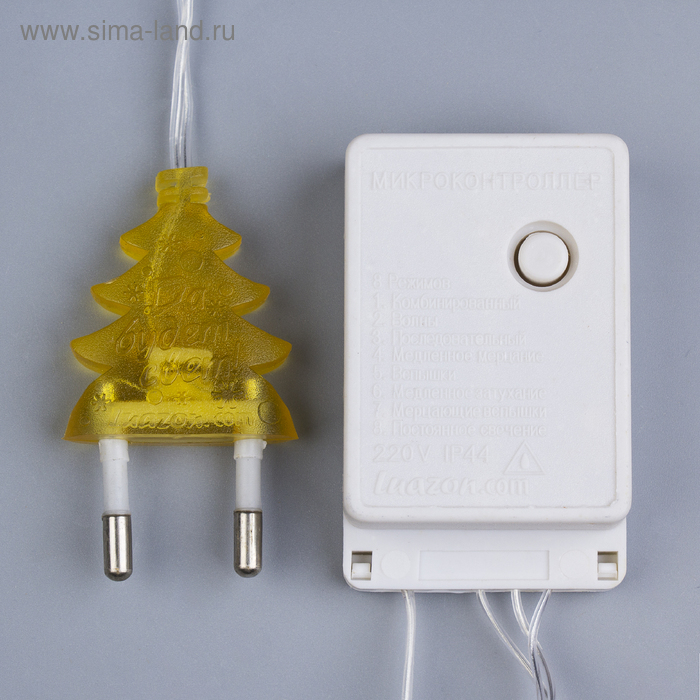 Гирлянда &laquo;Нить&raquo; 4 м с насадками &laquo;Шарик с орнаментом&raquo;, IP20, прозрачная нить, 20 LED, свечение тёплое белое, 8 режимов, 220 В