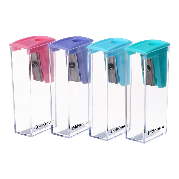 Точилка 1 отверстие ErichKrause "City" Pastel, с контейнером, пластиковая, МИКС