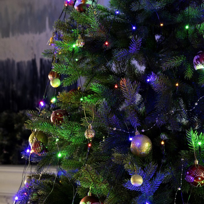 Гирлянда &laquo;Сеть&raquo; d=1.5 м с кольцом на ёлку, IP20, тёмная нить, 204 LED, свечение мульти, 8 режимов, 220 В