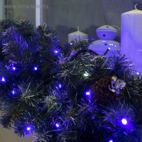 Гирлянда &laquo;Нить&raquo; 10 м, IP44, УМС, тёмная нить, 100 LED, свечение синее, мерцание белым, 220 В