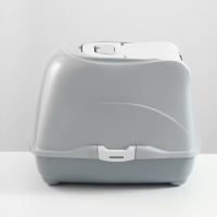 Туалет-домик для кошек закрытый с дверцей 50*38*37 см, серый Туалет-домик для кошек закрытый с дверцей 50*38*37 см, серый