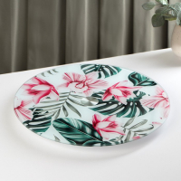 Подставка стеклянная для торта вращающаяся Доляна &laquo;Тропики&raquo;, d=32 см ㅤ