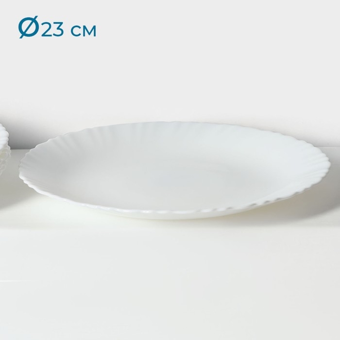 Набор обеденных тарелок &laquo;Дива&raquo;, d=23 см, 6 шт, стеклокерамика, цвет белый