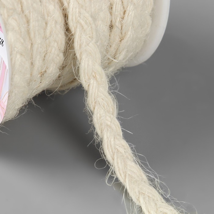 Тесьма декоративная холщовая &laquo;Косичка&raquo;, 6 мм, 9 &plusmn; 0,5 м, цвет светло-бежевый