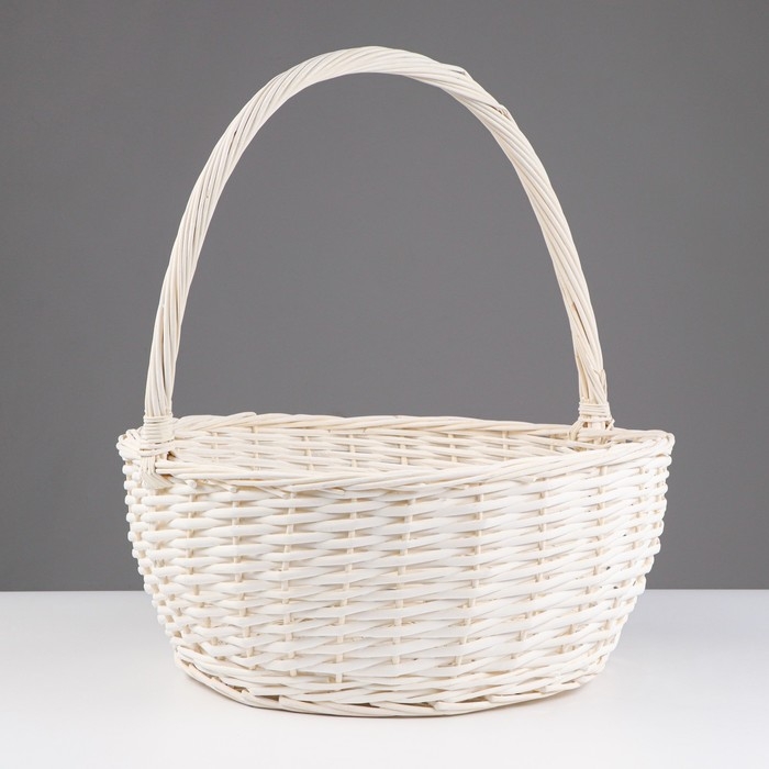 Корзина плетеная, 40х18/44 см, белый, ива Корзина плетеная, 40х18/44 см, белый, ива