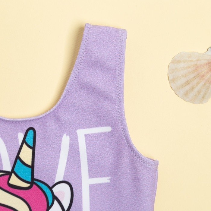 Купальник для девочки KAFTAN &laquo;Единорог&raquo;, рост 98 см, цвет лиловый