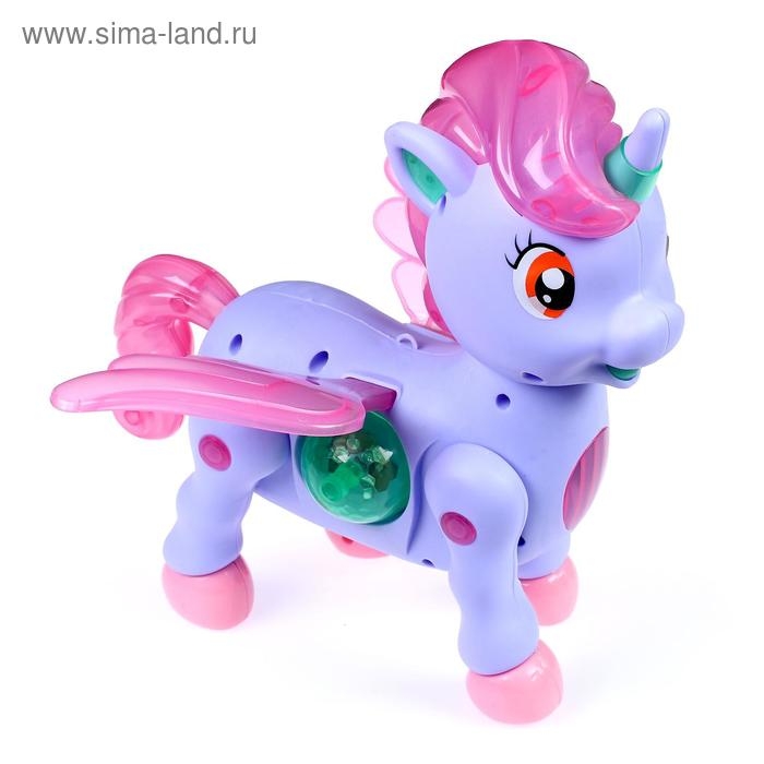Пони &laquo;Единорожка&raquo;, ходит, свет, звук, работает от батареек, МИКС