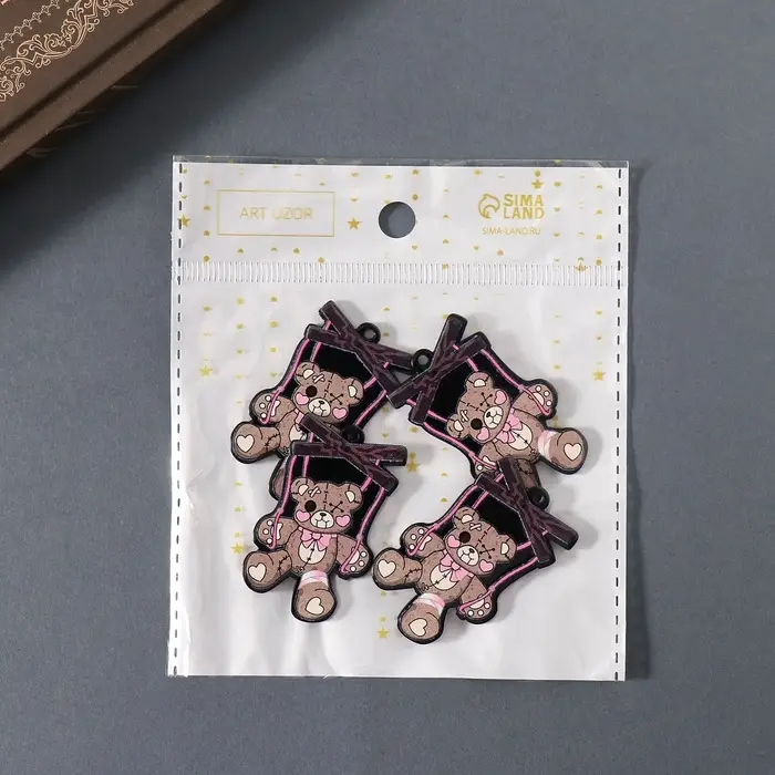 Декор для творчества акрил двусторонний "Зомби-мишка" 4,3х2,9х0,2 см