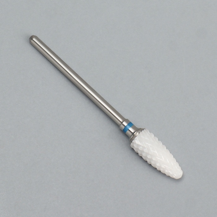 Фреза керамическая для маникюра &laquo;Кукуруза&raquo;, средняя нарезка, 6 &times; 15 мм, в пластиковом футляре, цвет белый