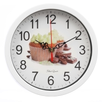 Часы настенные, серия: Кухня, "Кексы", плавный ход, d-20 см, белые Часы настенные, серия: Кухня, "Кексы", плавный ход, d-20 см, белые