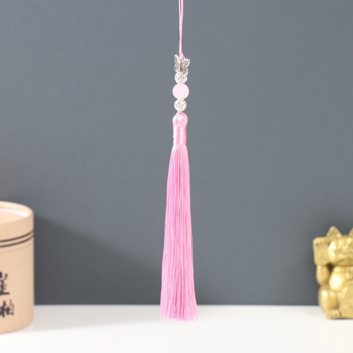 Подвеска текстиль, металл Подвеска текстиль, металл "Бабочка" розовая 1х1,2х16,5 см