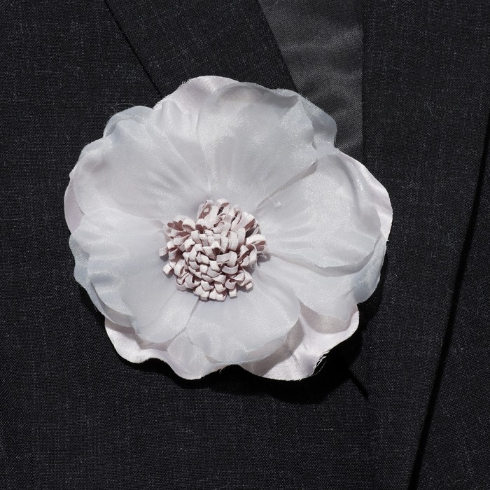 Брошь-заколка текстильная &laquo;Цветок&raquo; анютины глазки, цвет серый