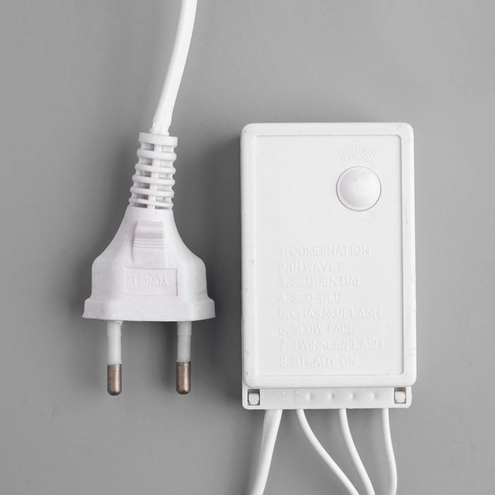 Гирлянда &laquo;Нить&raquo; 10 м, IP44, белая нить, 100 LED, свечение фиолетовое, 8 режимов, 220 В