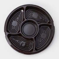 Менажница пластиковая одноразовая, d=26&times;4,2 см, 5 секций, дно, круглая, цвет коричневый