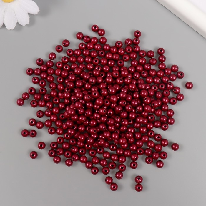 Набор бусин Набор бусин "Жемчуг" d 6 мм, 250 гр, бордо