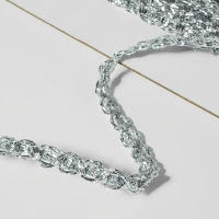 Тесьма декоративная, 6 мм, 10 &plusmn; 1 м, цвет серебряный