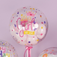 Шар полимерный с клапаном 18" Deco Bubble, &laquo;Это девочка&raquo;, прозрачный, кристалл, 1 шт. в уп.