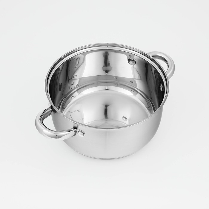 Кастрюля из нержавеющей стали Доляна &laquo;Гретте&raquo;, 2,3 л, d=18 см, с крышкой, капсульное дно, индукция