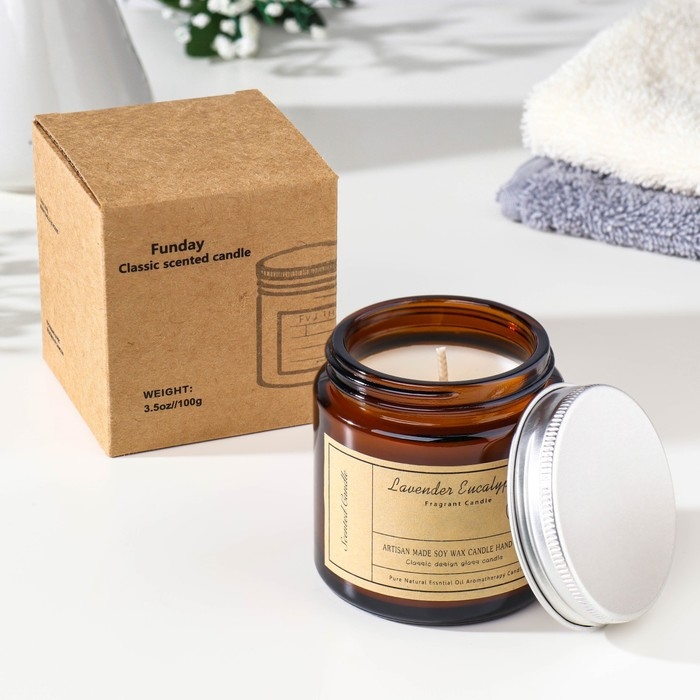 Свеча ароматическая в банке Свеча ароматическая в банке "Лаванда и эвкалипт", 6,5х5,5 см, 100 гр