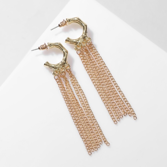 Серьги висячие &laquo;Стиль&raquo; тонкие цепочки, цвет золото