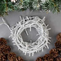 Гирлянда &laquo;Нить&raquo; 10 м, IP44, УМС, белая нить, 100 LED, свечение жёлтое, 220 В