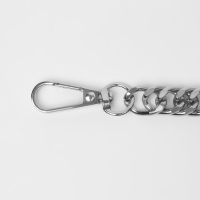 Цепочка для сумки, с карабинами, металлическая, плоская, плотное плетение, 15 &times; 10 мм, 30 см, цвет серебряный