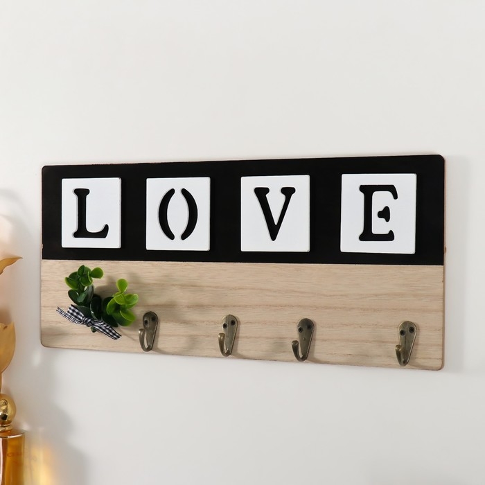 Крючки декоративные дерево Крючки декоративные дерево "Любовь. Эвкалипт с бантиком" 35,7х16 см