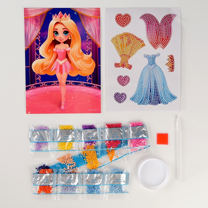 Алмазная мозаика с частичным заполнением для детей. Наряди персонажа &laquo;Принцесса&raquo;